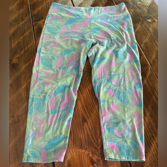 Fresh Produce Capris size L Green/Periwinkle Floral - Picture 1 of 7